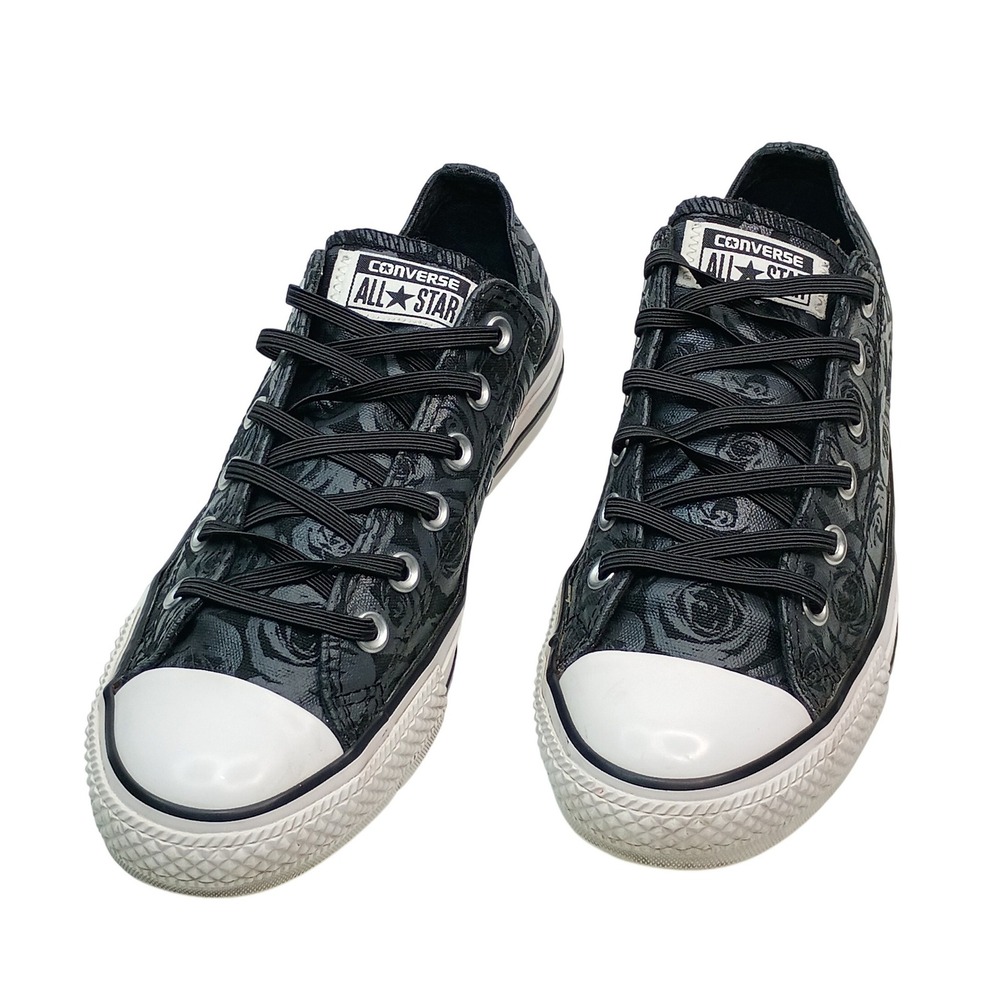 Converse Chuck Taylor All Star Rose Floral Black Grey Low Top Sneakers Womens 9